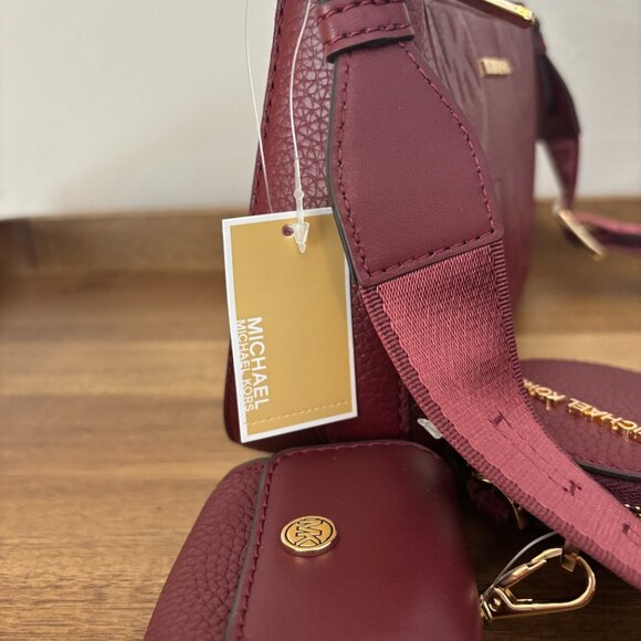 Michael Kors Jet Set Travel Small Dark Cherry Red Crossbody Tech Accessories NWT - Picture 4 of 12